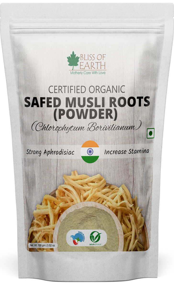 Bliss of Earth Safed Musli Roots Powder Organic Chlorophytum Borivilia