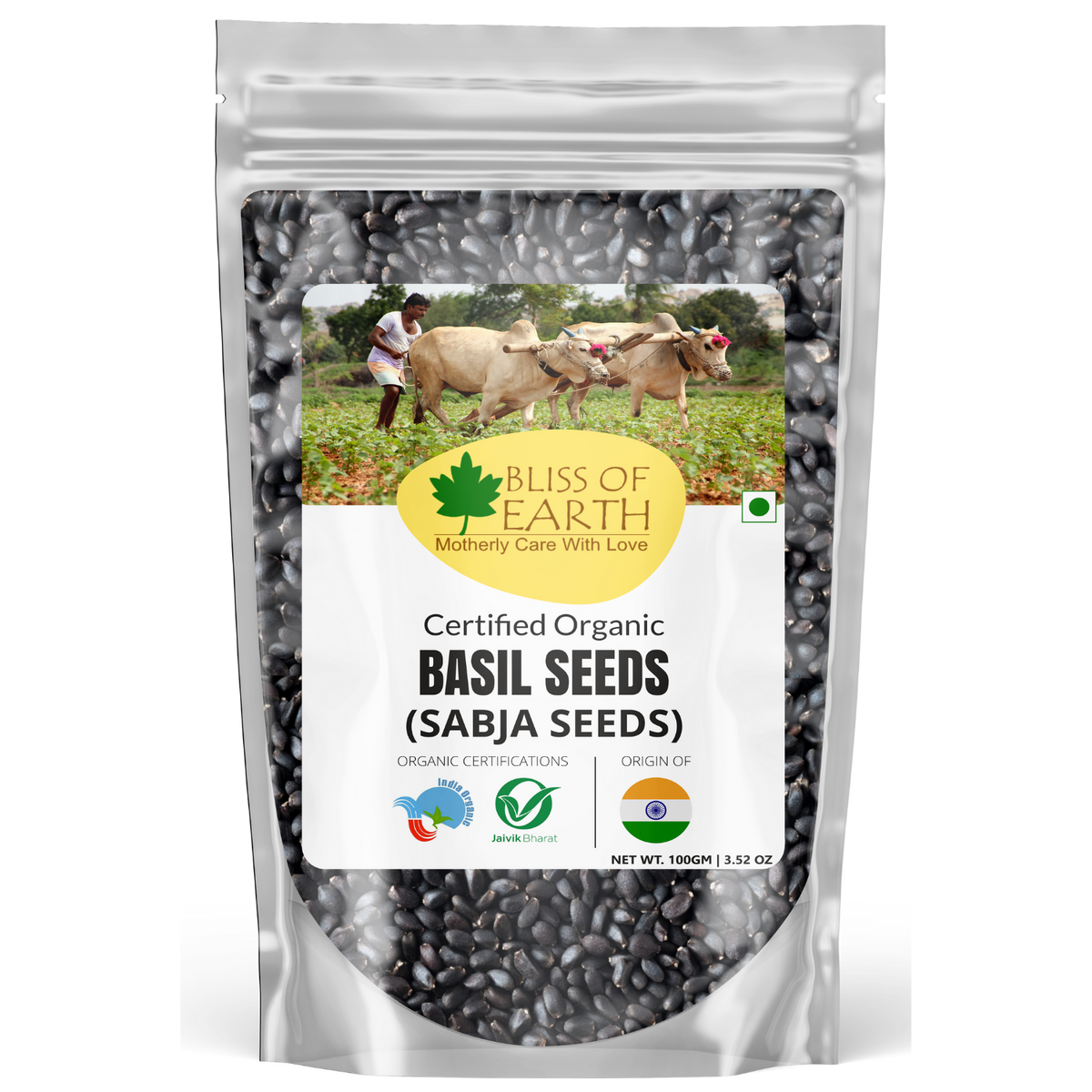 Bliss of Earth Basil Seeds Organic Sabja Seeds Tukmaria Seeds Fibre