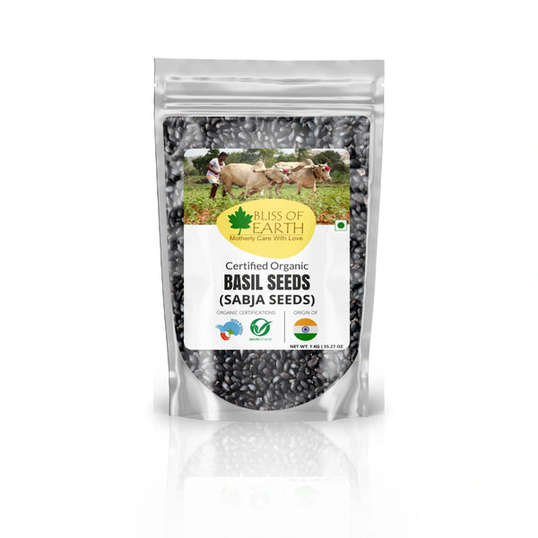 Basil Seeds Organic Sabja Seeds, Tukmaria Seeds Fibre & Omega-3 Rich