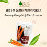 Bliss of Earth Carrot Powder All Natural Dehydrated, Pure, Freshly Ground, and Delicious Great for Skin, Cooking, Soup, Baking & Smoothie 1kg