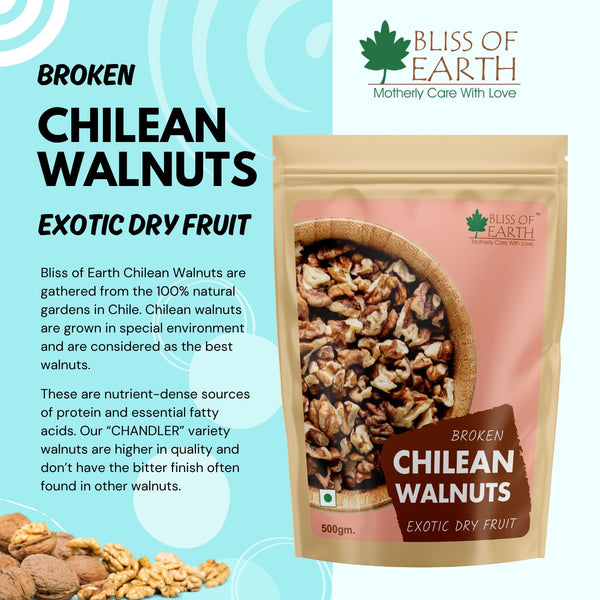Bliss of Earth Broken Chilen Walnuts 500 gm Without shell, Akhrot Giri Dry Fruit Perfect for snacking
