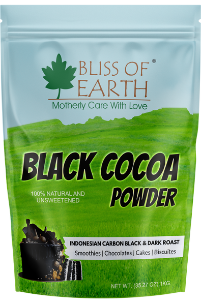 Bliss of Earth Black Cocoa Powder Natural and Unsweetened Carbon Black & Dark Roast Perfect for Cooking & Baking Cakes, Biscuits, Oreo, Chocolates, Smoothies 1KG