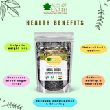 Bliss of Earth Basil Seeds Organic Sabja Seeds, Tukmaria Seeds Fibre & Omega-3 Rich Good for weight loss, Hydration Tiny PowerHouse Seeds 500gm