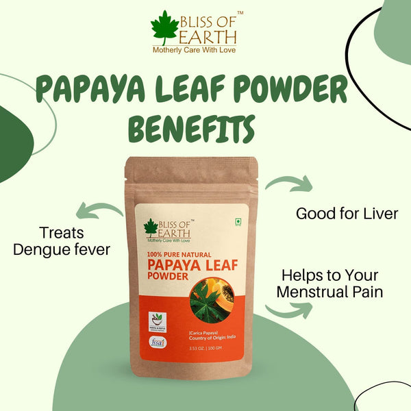 Bliss of Earth 100GM Pure Wild Neem Leaves Powder & Organic Papaya Leaf Powder 100GM Carica Papaya Great For Face Hair Skin & Body