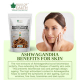 Bliss of earth Ashwagandha Powder Organic 200gm Whole Withania Somnifera Premium Grade Help Boost Immunity & Stress Relief