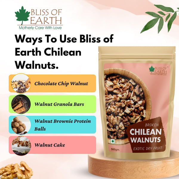 Bliss of Earth Broken Chilen Walnuts 500 gm Without shell, Akhrot Giri Dry Fruit Perfect for snacking