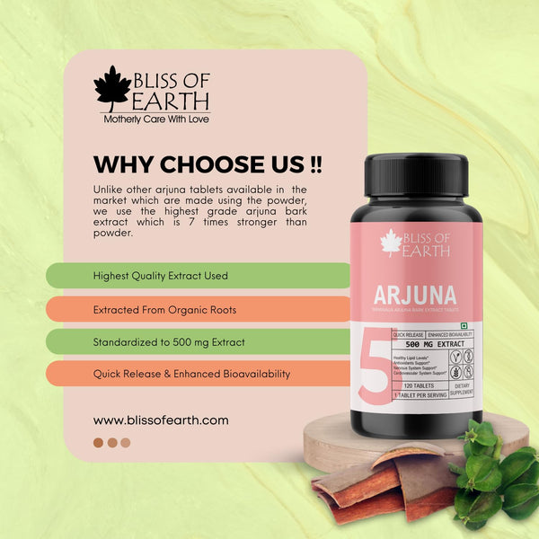 Terminalia Arjuna Bark Extract Tablets 500mg, 60 Tablets