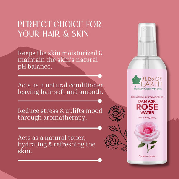 Damask Rose Water Spray For Face & Skin 100ml