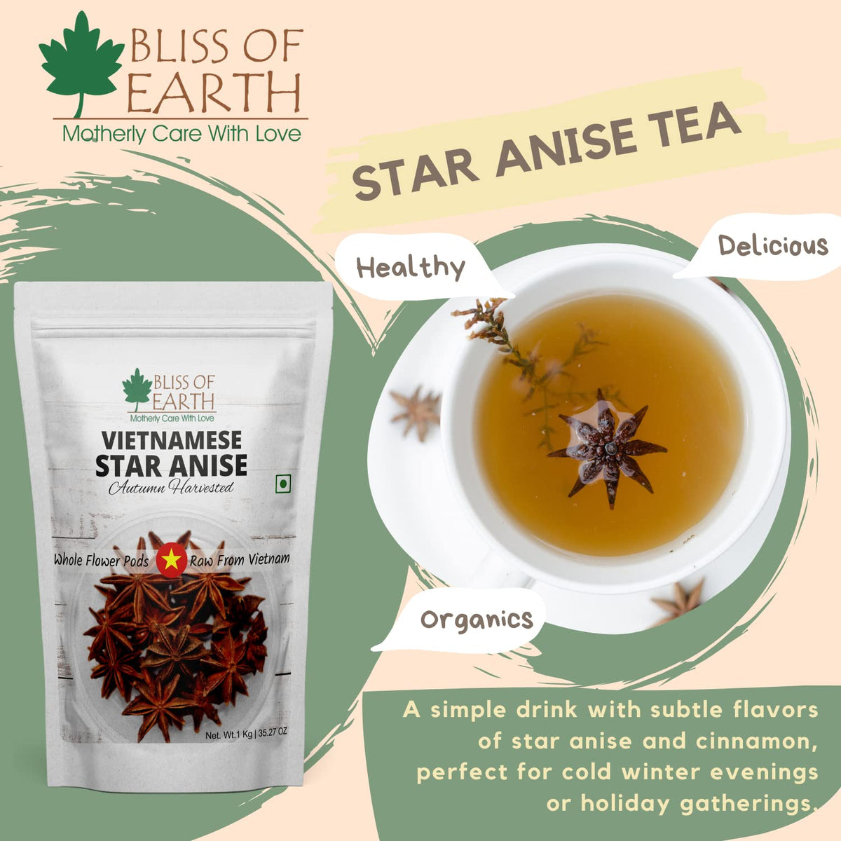 Bliss of Earth Vietnamese 200gm Star anise + Indian 200gm Fennel Seeds