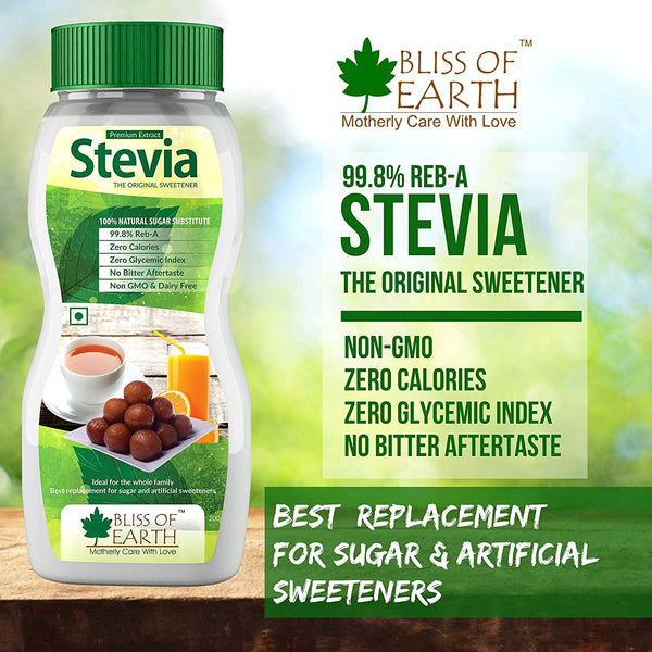 99.8% REB-A Purity Stevia Powder, Natural & Sugarfree + Ceylon Cinnamon (Dalchini) 5" Cut Sticks (Pack of 2X200gm)