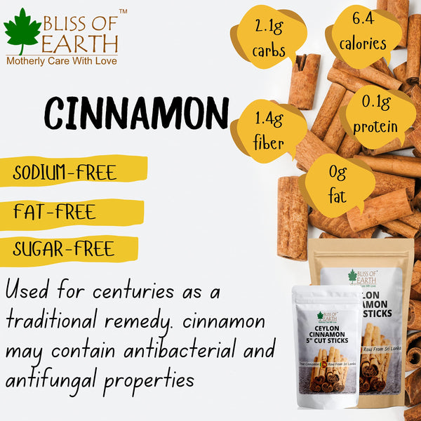 99.8% REB-A Purity Stevia Powder, Natural & Sugarfree + Ceylon Cinnamon (Dalchini) 5" Cut Sticks (Pack of 2X200gm)