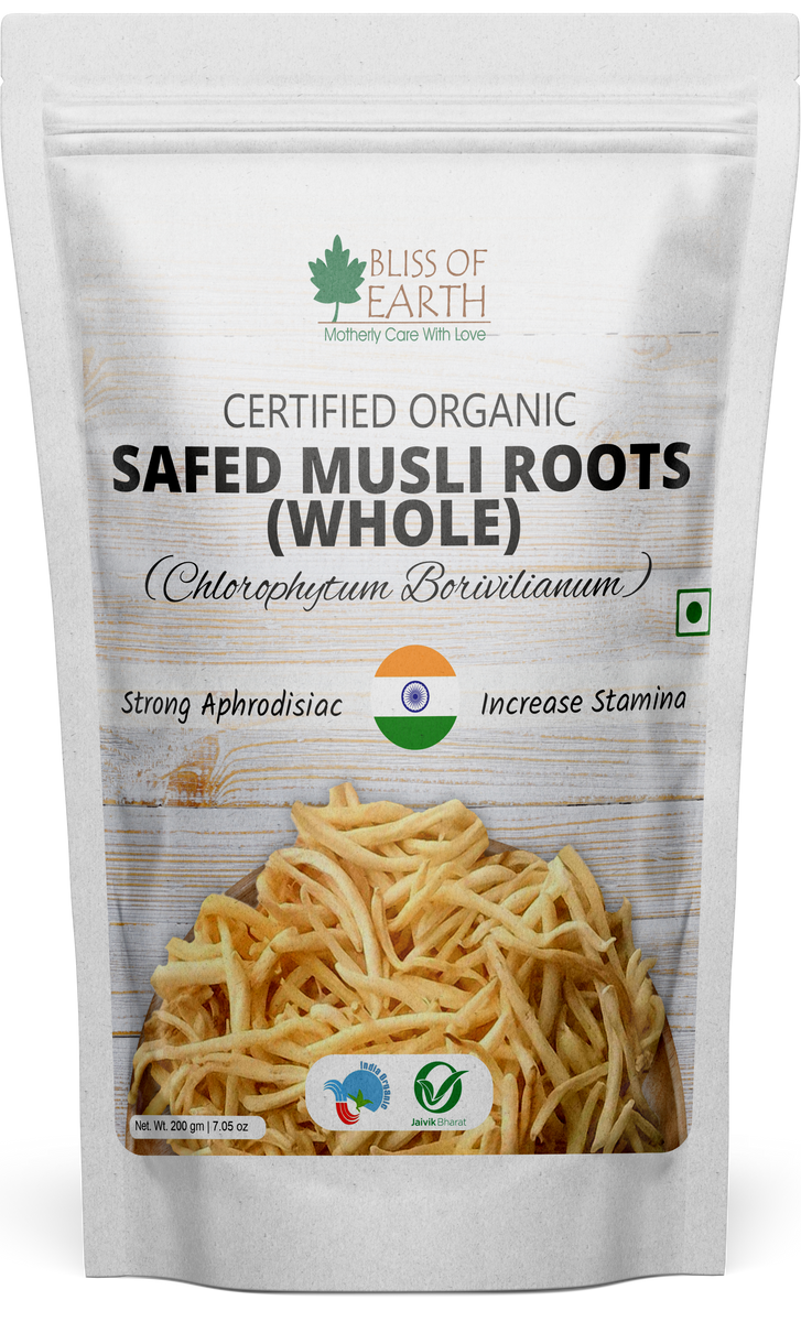 Bliss of Earth Safed Musli Roots Whole Organic Chlorophytum Borivilian