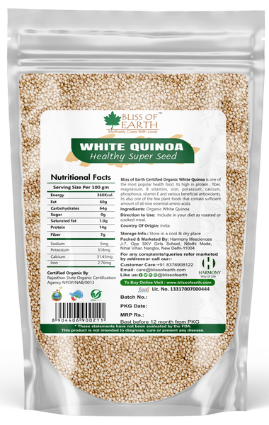 USDA Certified Organic Raw White Quinoa Seeds 1 kg