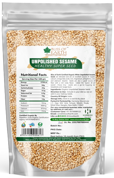 USDA Organic Sesame Seeds Raw Unpolished 1kg