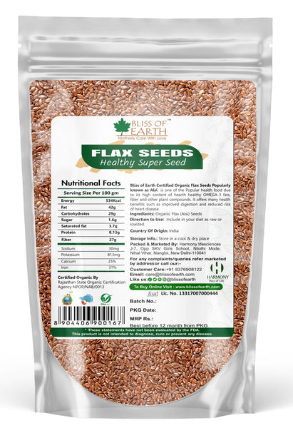 USDA Organic Raw Flax Seeds (Alsi Seed)  200 gm