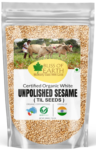 USDA Certified Naturally Organic White Unpolished Sesame Seed 200 gm