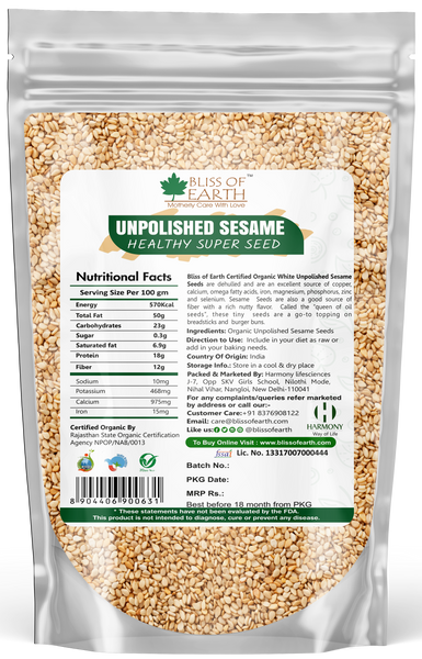 USDA Organic Sesame Seeds Raw Unpolished 500gm