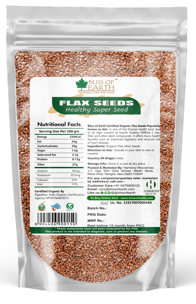 USDA Organic Raw Flax Seeds (Alsi Seed)  500 gm