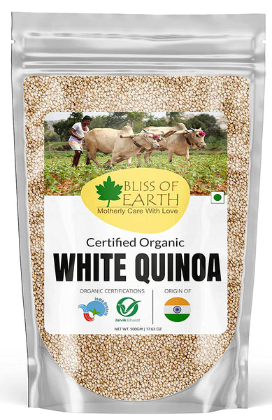 Bliss of Earth 500gm Organic White Quinoa For Weight Loss, Raw Super food For whole family healthy meal