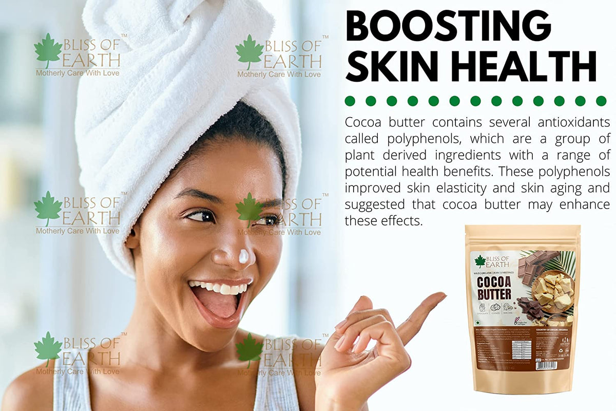 Bliss of Earth Cocoa Butter for Chocolate Making 1kg, Food Grade, Raw