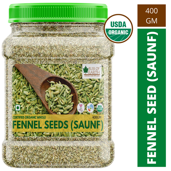 Bliss of Earth USDA Organic Fennel Seed (Saunf) 400gm