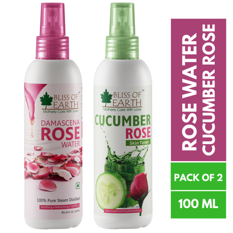 Damascena Rose Water + Cucumber Rose Toner Combo (100ML Each)
