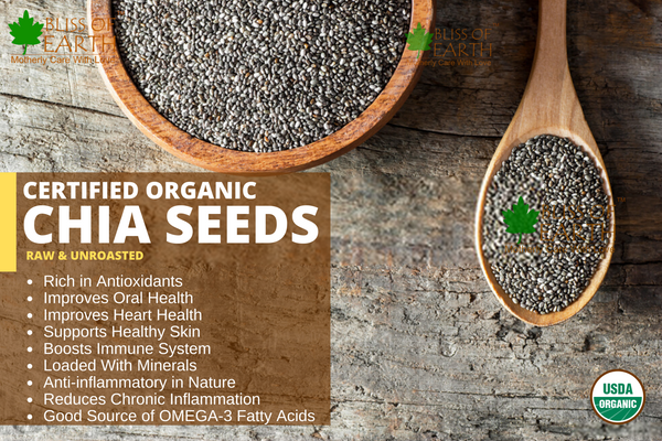 Bliss of Earth USDA Certified Organic Raw Chia Seeds 600 gm