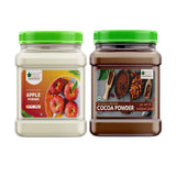 Bliss of Earth 400gm Apple Powder & 500gm Dark Cocoa Powder For Chocolate Cake Making & Chocolate Hot Milk Shake, Unsweetened Combo Pack