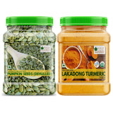 Lakadong Turmeric Powder (500gm) + Dehulled Pumpkin Seeds (600gm) (Pack of 2)