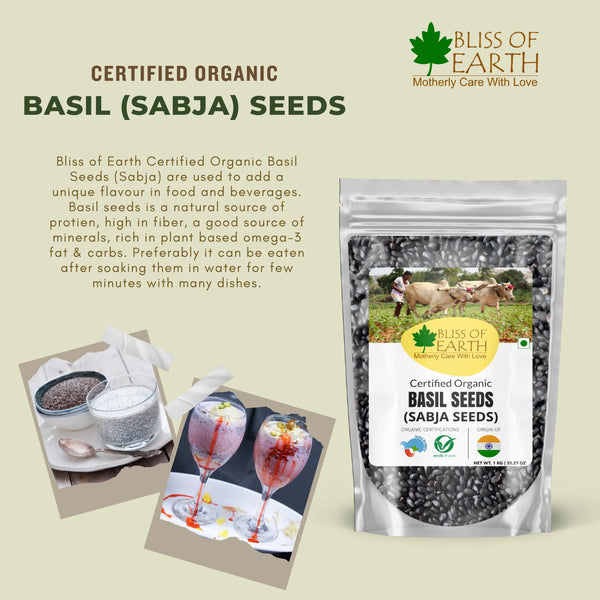 Basil Seeds Organic Sabja Seeds, Tukmaria Seeds Fibre & Omega-3 Rich