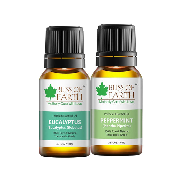 Bliss of Earth Eucalyptus & Peppermint Essential Oils Combo 10ml Each for Mosquito & Bug Repelling (Pack of 2)