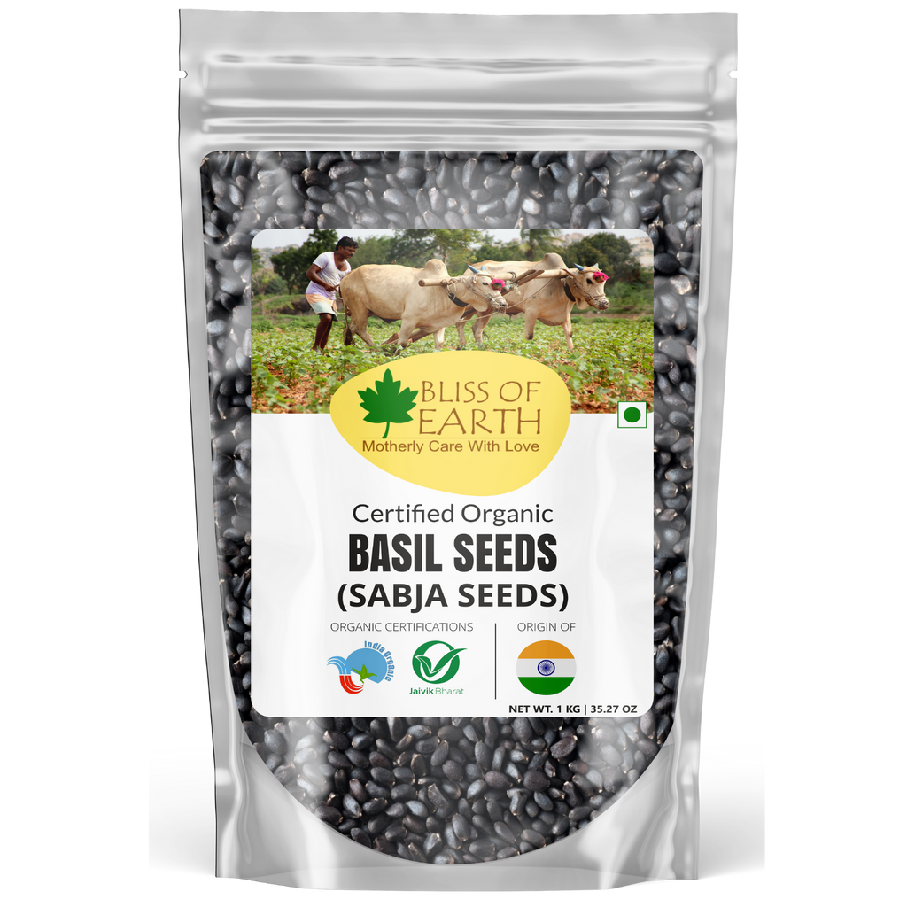 Bliss of Earth Basil Seeds Organic Sabja Seeds Tukmaria Seeds Fibre