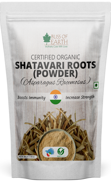 Bliss of Earth Shatavari Root Powder Organic Asparagus Racemosus Natural & Non-GMO Good for Immunity & Digestion 200gm