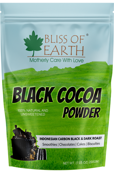 Bliss of Earth Black Cocoa Powder Natural and Unsweetened Carbon Black & Dark Roast Black Cocoa Powder Perfect for Cooking & Baking Cakes, Biscuits, Oreo, Chocolates, Smoothies 200GM