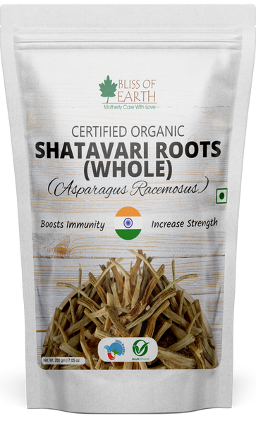 Bliss of Earth Shatavari Root Whole Organic Asparagus Racemosus 100% Natural & Non-GMO Good for Immunity & Digestion 200gm