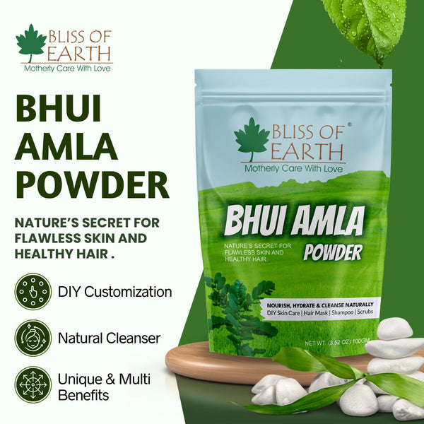 Bliss of Earth Bhui Amla Powder 100g Herbal for Skin Care, Hair Masks, Shampoos & Scrubs Hydrates, Nourishes & Amla Powder for Hair Growth