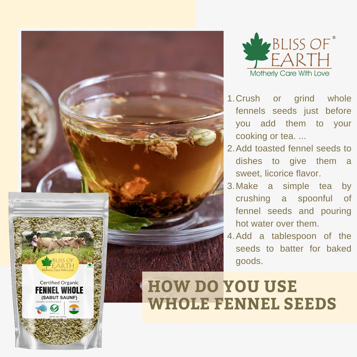 USDA Organic Fennel Seed (Saunf)