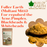 Bliss of Earth Multani Mitti Fine Powder 100gm with 100ml Rose Water Best Organic And Natural Face Mask for Pimple, Acne, Smooth Skin, Chemical Free