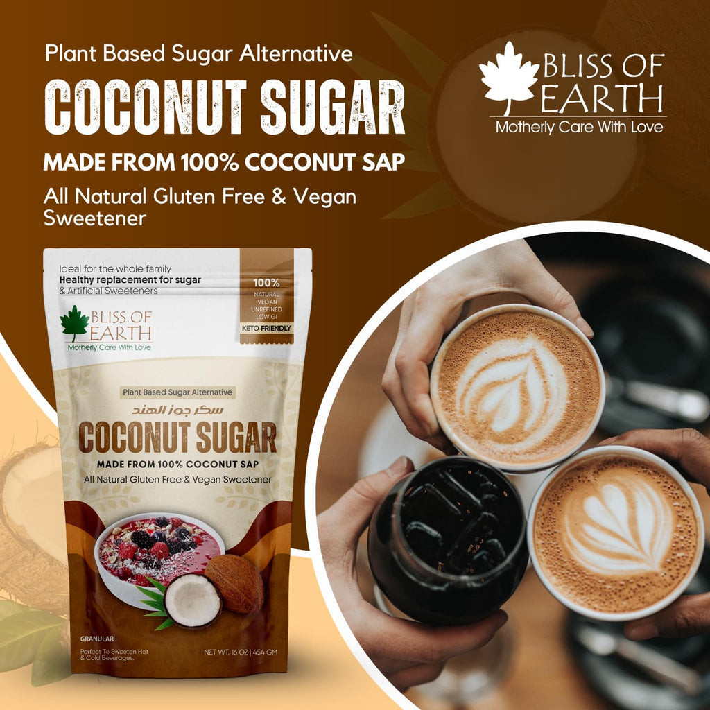 keto coconut palm sugar Bliss of Earth Coconut Sugar 454gm Natural Unrefined & Vegan Palm Suga
