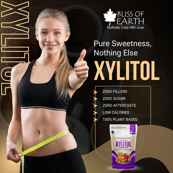Bliss of Earth Xylitol Sweetener 1 lb (454g), 100% Natural 1:1 Sugar Substitute, Zero Added Sugar, Diabetic & Keto Friendly, Low GI Sweetener for Baking, Tea & Coffee