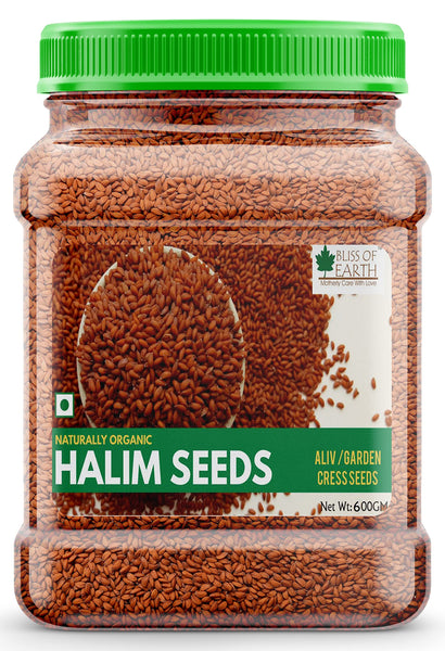 Bliss Of Earth Combo of Naturally Organic Black Mustard Seeds for Healthy Cooking and Halim Seeds for Eating, Hair & Immunity Booster Foods 2x600gm (Pack of 2)