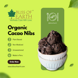 Bliss of Earth Cacao Nibs Organic Sun Dried, Unroasted, Non-Alkalized & Unsweetened Great for Baking, Smoothie & Snacking Exquisite Flavor Superfood 100gm