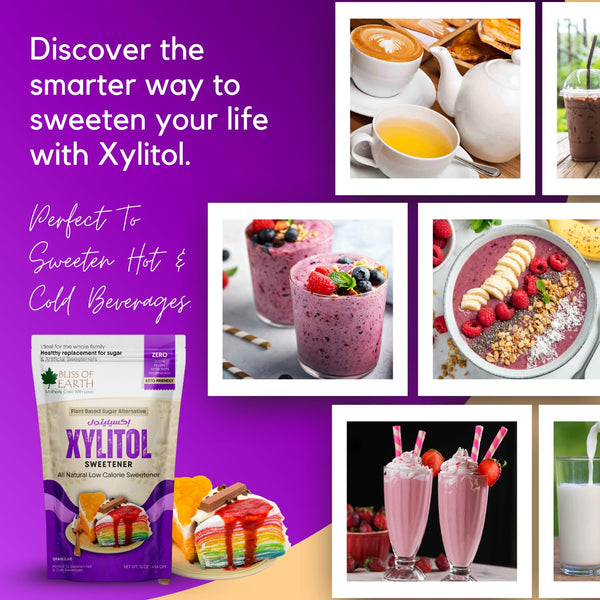 Bliss of Earth Xylitol Sweetener 1 lb (454g), 100% Natural 1:1 Sugar Substitute, Zero Added Sugar, Diabetic & Keto Friendly, Low GI Sweetener for Baking, Tea & Coffee