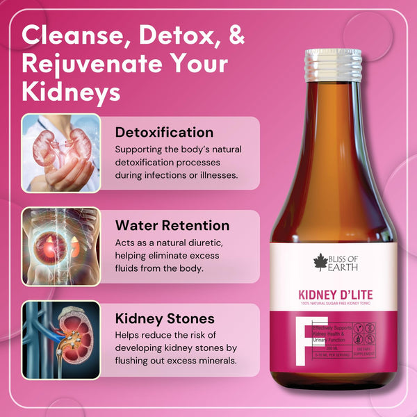 Bliss of Earth Kidney Detox & Cleanse Supplement, Natural & Sugar Free Kidney Syrup, 200ml