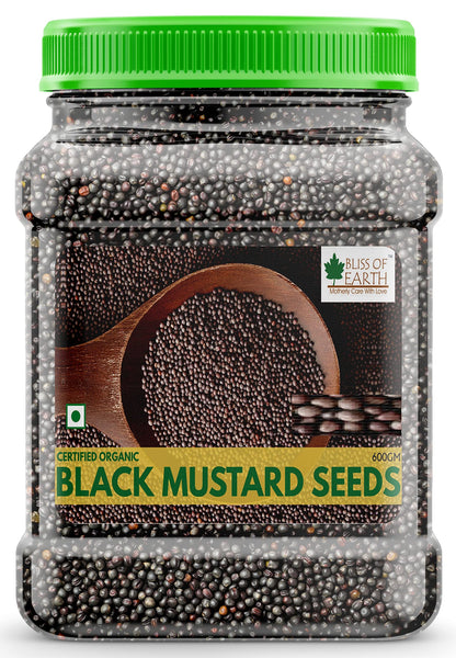 Bliss Of Earth Combo of Naturally Organic Black Mustard Seeds for Healthy Cooking and Halim Seeds for Eating, Hair & Immunity Booster Foods 2x600gm (Pack of 2)
