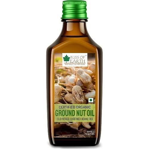 Bliss of Earth 500ML Certified Organic Mustard Oil+500ML Organic Groundnut Oil for Cooking, Cold Pressed, Hexane Free