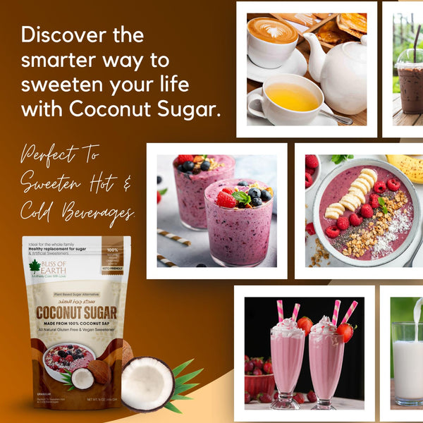 Bliss of Earth Coconut Sugar 454gm Natural Unrefined & Vegan Palm Sugarg Sweetener Gluten-Free & Keto Friendly Sugar Substitute Natural Sugar for Coffee, Tea, Baking & Smoothies