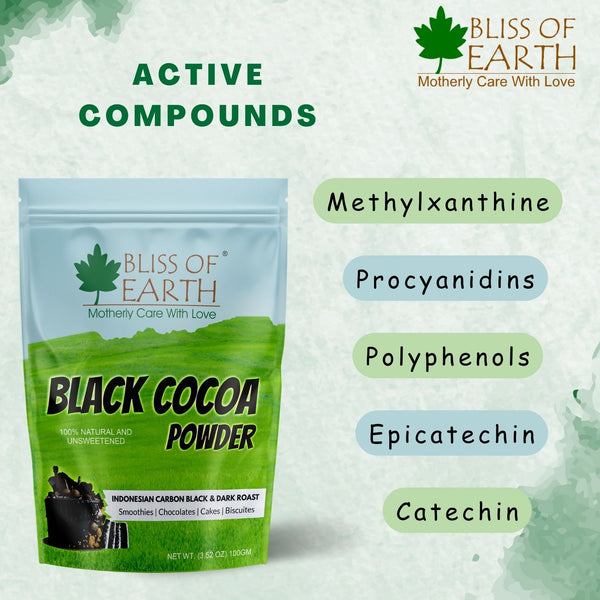 Bliss of Earth Black Cocoa Powder Natural and Unsweetened Carbon Black & Dark Roast Perfect for Cooking & Baking Cakes, Biscuits, Oreo, Chocolates, Smoothies 1KG