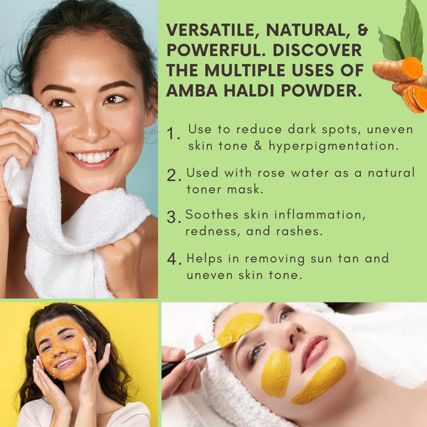 Bliss of Earth Amba Haldi 100gm Powder Organic for Skincare, Face Pack, Scrub & DIY Beauty Brightens Skin, Reduces Dark Spots, Soothes Acne Pure Herbal Turmeric