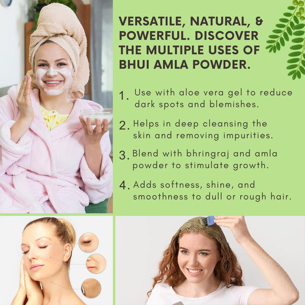Bliss of Earth Bhui Amla Powder 100g Herbal for Skin Care, Hair Masks, Shampoos & Scrubs Hydrates, Nourishes & Amla Powder for Hair Growth
